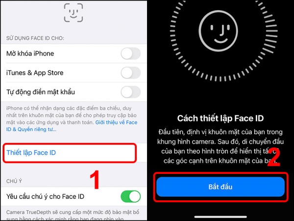 Thiết lập Face ID